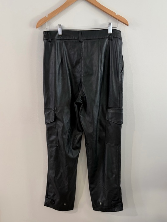 Rachel Zoe Black Faux Leather Wide Leg Cargo Pants - Picture 3 of 4
